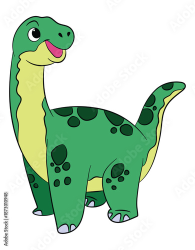 Funny big apatosaurus dinosaur on a white background