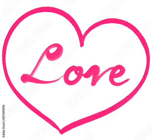 Love_PK   Love 愛ハート手書きの筆文字（ピンク）