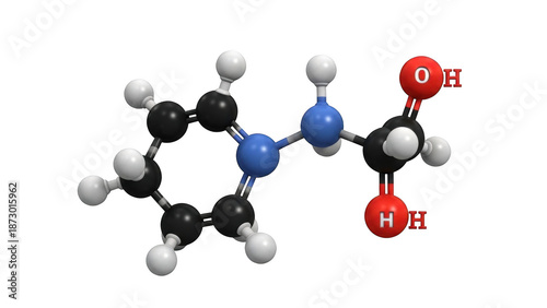 Ball and stick model of creatine molecule with background isolated on a transparent background chemical