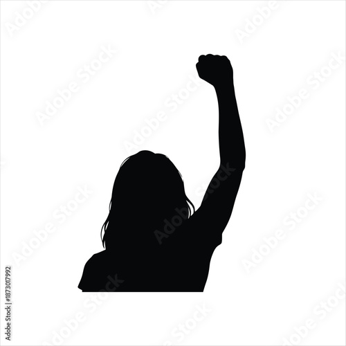Confident Woman Raising Fist Feminism Concept