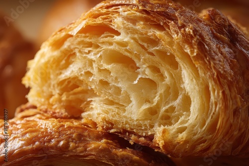 A close up of a pastry with a biter