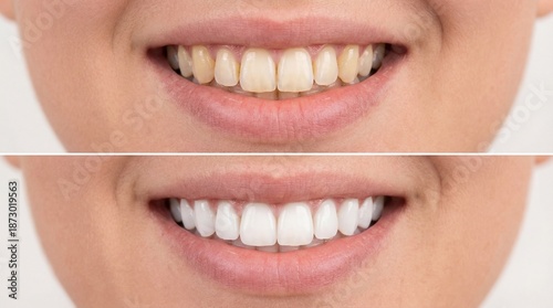Bright, healthy smile showcasing clean, white teeth with excellent dental hygiene and cosmetic whitening for improved oral health and beautiful appearance