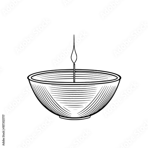 Whispers tranquility: minimalist candle handcrafted bowl. | Clean, isolated vector art for creative projects.