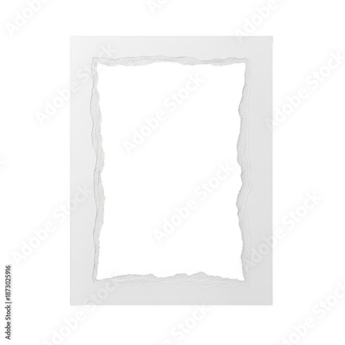 White paper frame with torn edges and copy space isolated on a transparent background ripped