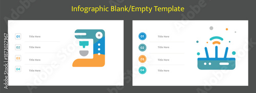Coffee machine and Wi Fi router icons infographic template