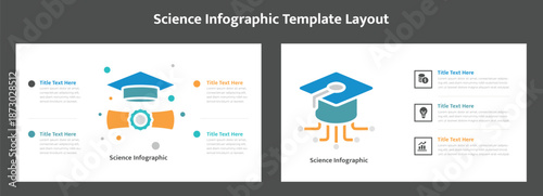 Science education infographic graduation cap diploma icons