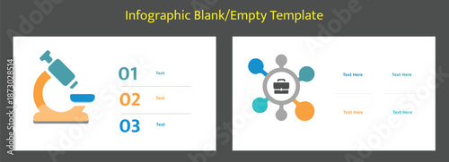 Science business infographic template with microscope and process steps