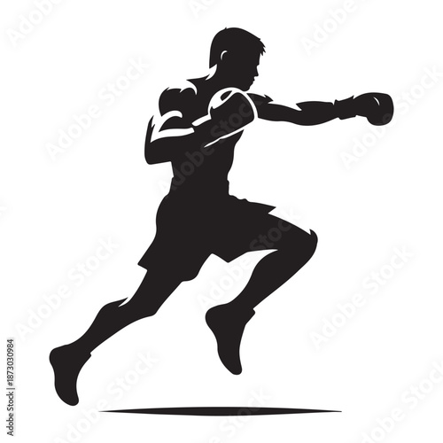 boxer punching vector silhouette clip art logo design illustration icon collection
