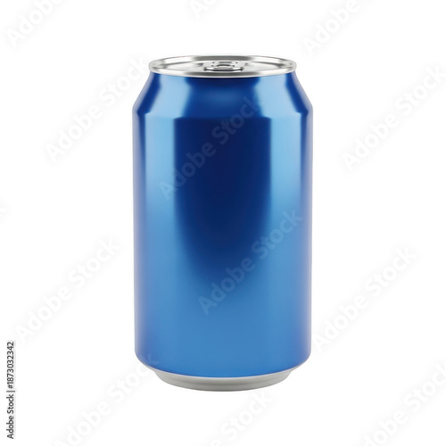 Single blue soda can isolated on transparent background