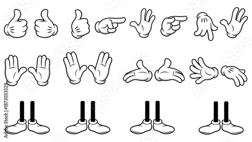 Collection of Cartoon Hands and Feet Gestures for Animation and Design Projects