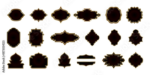 Oriental islamic shape frame set in minimalist vector illustration