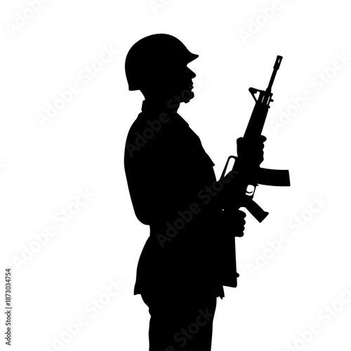 Soldier silhouette holding rifle