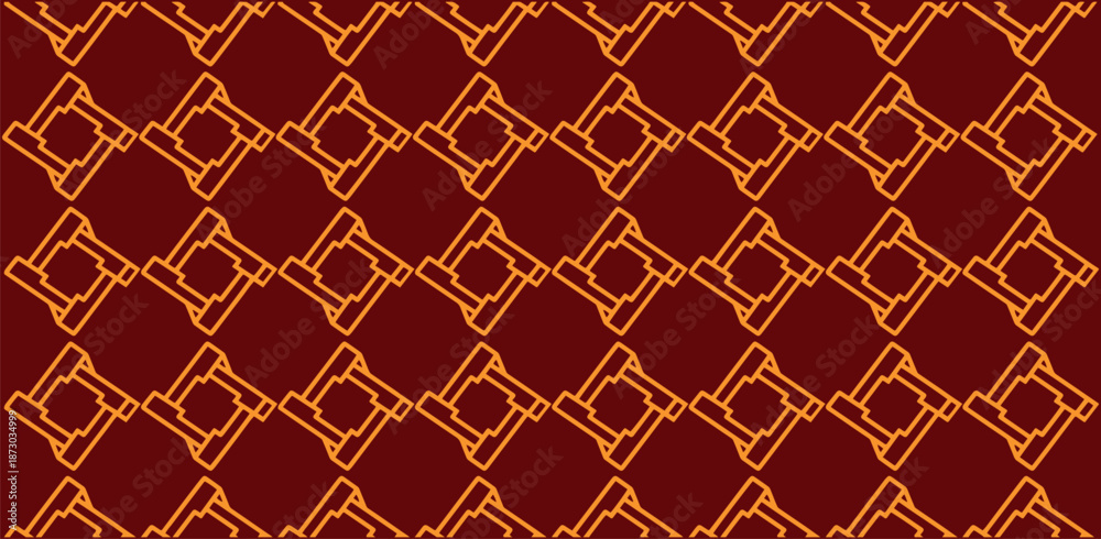 Fototapeta premium Geometric Lattice Ornament Pattern in Red