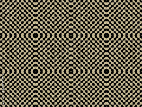 Geometric checker seamless pattern with mini dot on square, optical illusion, op art, in light brown and black, abstract background. Vector illustration, for cloth cover decoration wallpaper backdrop 