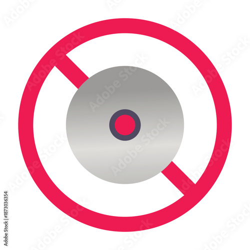 No cd sign, no dvd sign, optical disc prohibited sign, forbidden disc media icon 