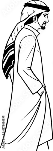 Arab Man in Traditional Clothing Silhouette – Middle Eastern Culture