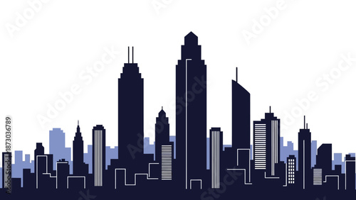 Modern Cityscape Silhouette - Tall Buildings Skyline