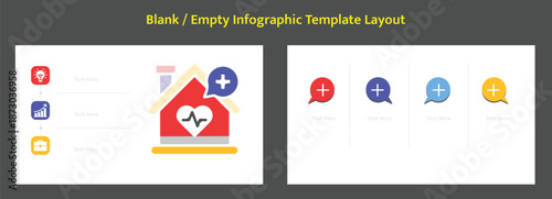Blank medical infographic template, human anatomy icons, heart, bones