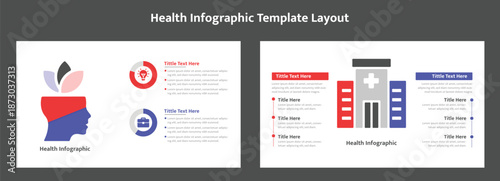 Head profile infographic template with ideas and hospital building symbols
