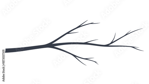 Minimalist Branch Silhouette Vector on White Background