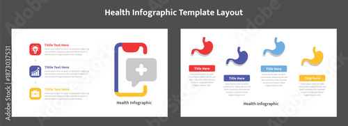 Health infographic presentation templates with medical icons and placeholder text