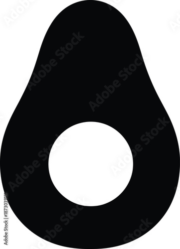 Black teardrop shaped object with circular hole