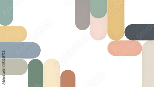 Abstract rounded rectangle pattern with soft pastel colors symbolizing connection, modularity, balance, and contemporary design aesthetics