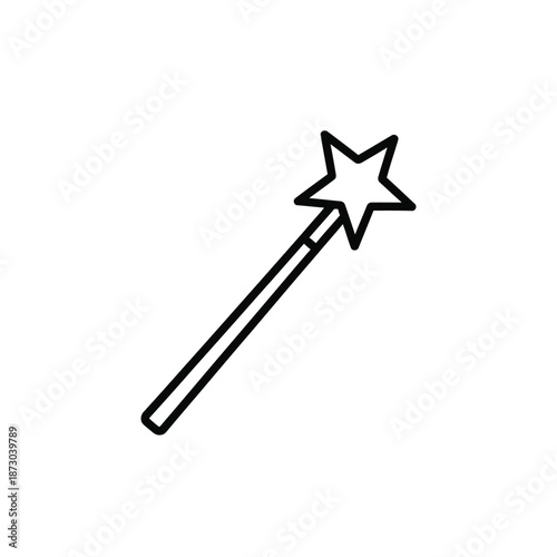 Solid black magic wand icon on a white background illustration