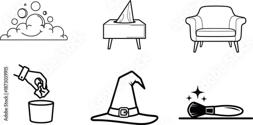 Simple line drawings of everyday objects