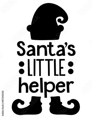 Santa’s Little Helper Christmas Quote — Bold Holiday Typography with Elf Hat and Curled Shoes