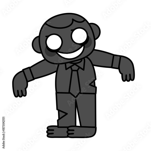 スーツ姿で立つサラリーマンゾンビのシルエットイラスト