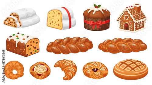 Collection of Delicious Baked Goods and Pastries.