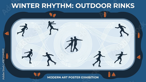 Winter Rhythm Outdoor Rinks Modern Art Poster Exhibition.