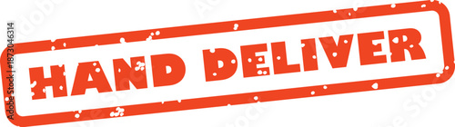 Hand deliver rubber stamp on transparent background