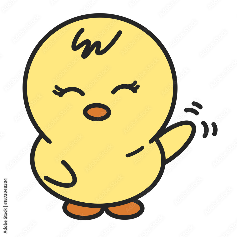 Fototapeta premium A cute duck cartoon waving hello.