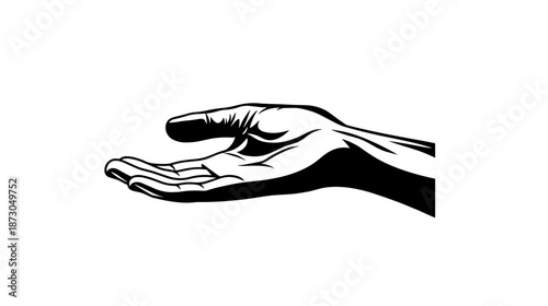 Black and White Hand Illustration Outstretched.