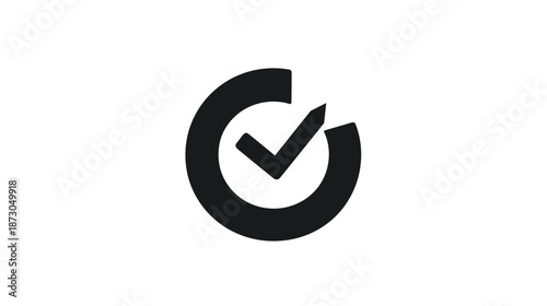 Black Checkmark Icon on White Background.