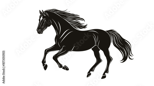 Black Horse Running Silhouette Illustration.