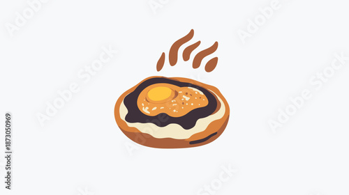 Fried Egg on Toast with Steam.