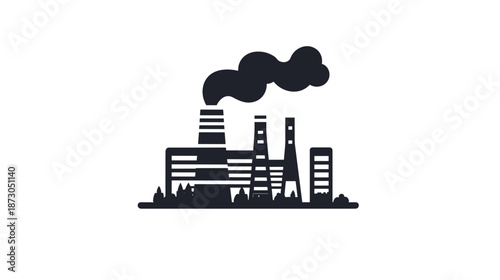 Industrial Factory with Smokestacks Emitting Smoke 1.