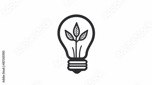 Light Bulb with Leaves Inside Illustration.