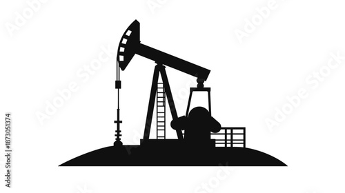 Oil Pump Jack Silhouette Illustration 1.