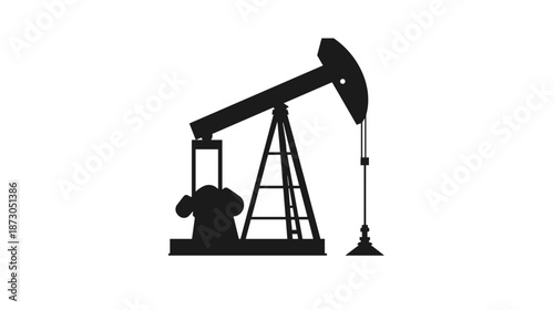 Oil Pump Jack Silhouette Illustration.