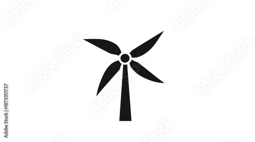 Simple Black Silhouette of Wind Turbine.