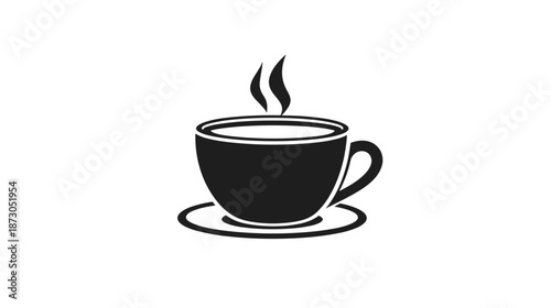 Steaming Coffee Cup on Saucer Illustration.