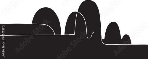 Minimalist abstract landscape with simple shapes and lines design