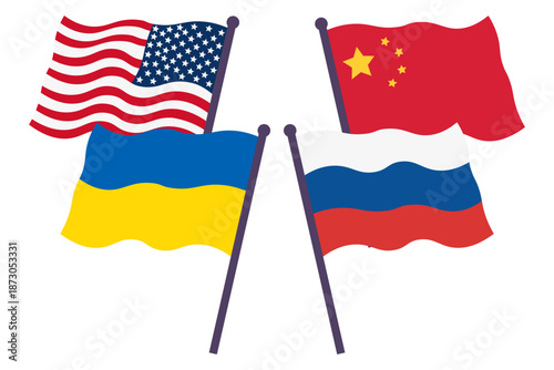 USA china russia ukraine flag. Country flag
