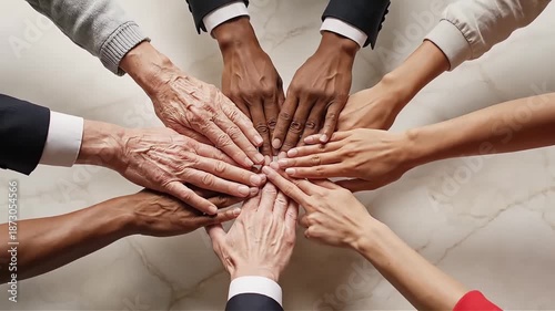 Diverse Hands Together Unity Teamwork Collaboration Partnership Support Community Inclusion Diversity Business Success Cooperation Agreement Trust Connection Strength Hope Future Growth