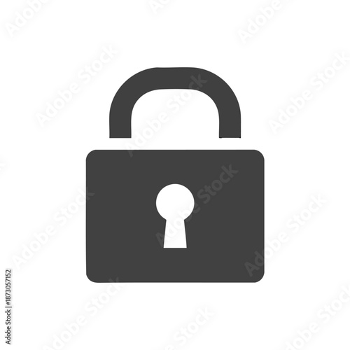 Modern black padlock icon on a white background representing security, protection, and confidentiality for various digital and physical safety applications.