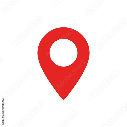 Free Download Bright red location pin icon symbolizing geographical points on a map, perfect for navigation apps, travel guides, and location-based services in digital designs. - GFXLoad